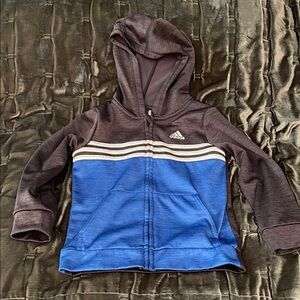 Adidas Kids Black, Blue and White Zip Up Hoodie